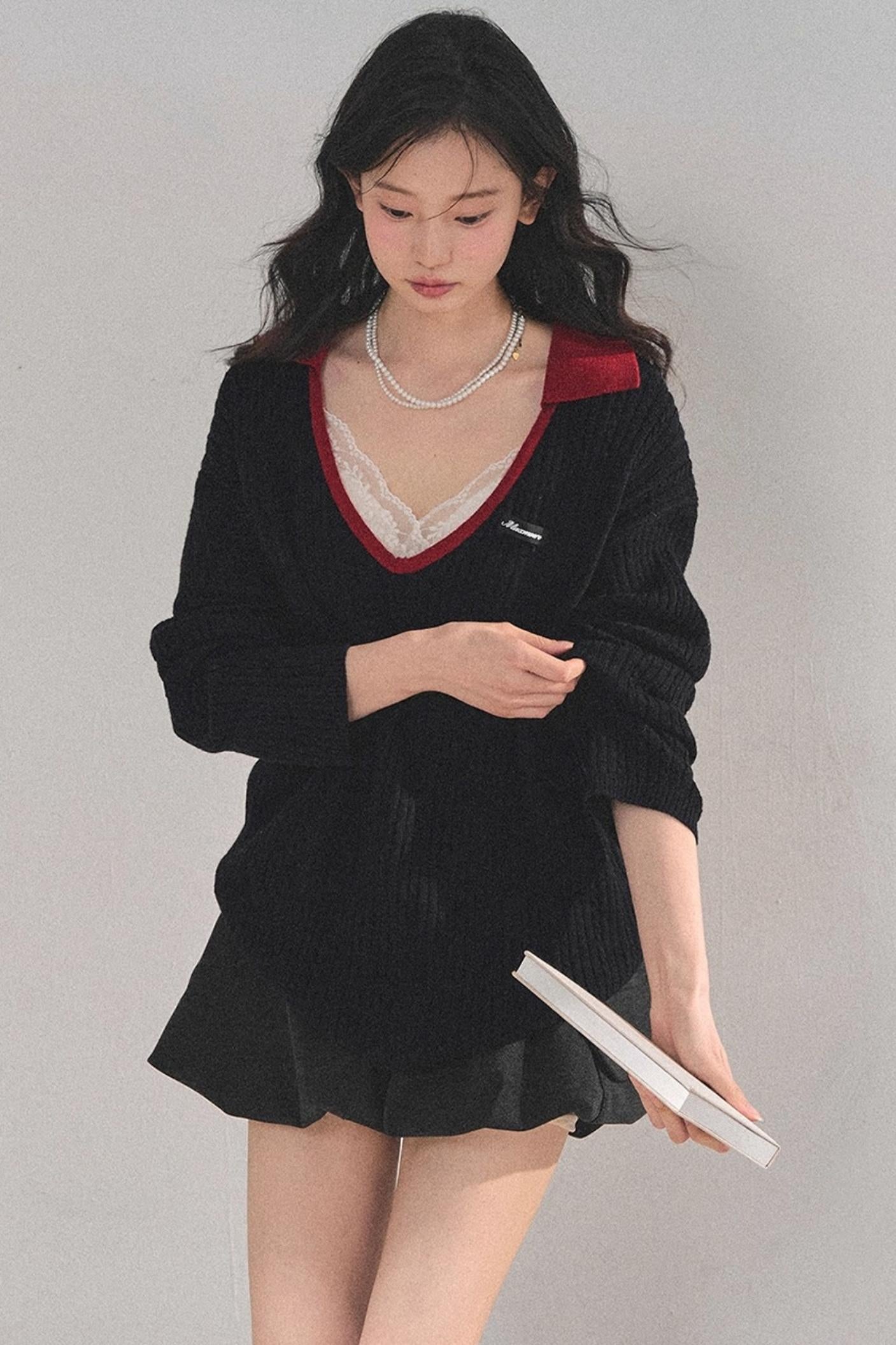 American College Wool V-Neck Sweater