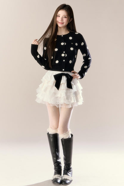 Velvet Polka Dot Cardigan