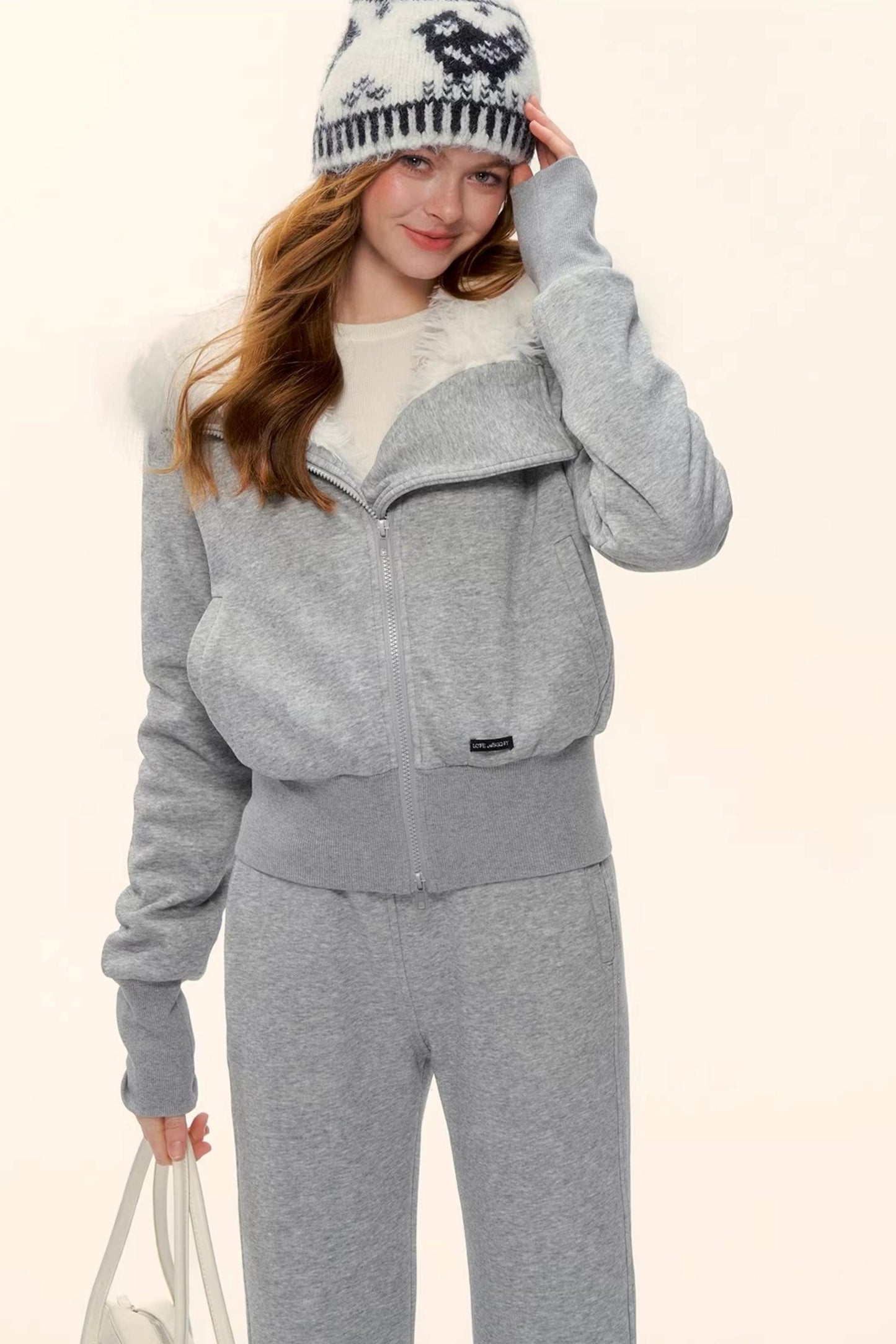 Retro Fleece-Lined Hooded Jacket Set-Up