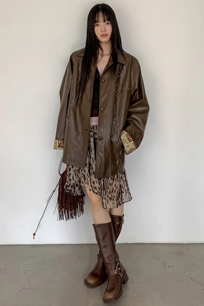 Leopard Asymmetrical Retro Skirt