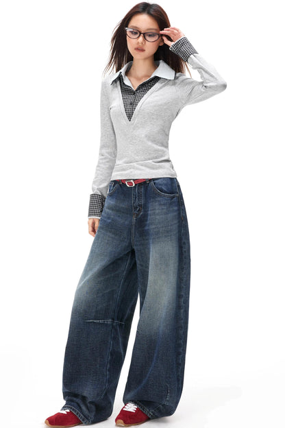 Retro Strick-Lagenlook-Top