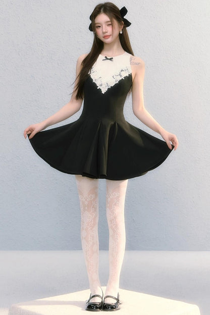 Golden V-Shaped Black Dress