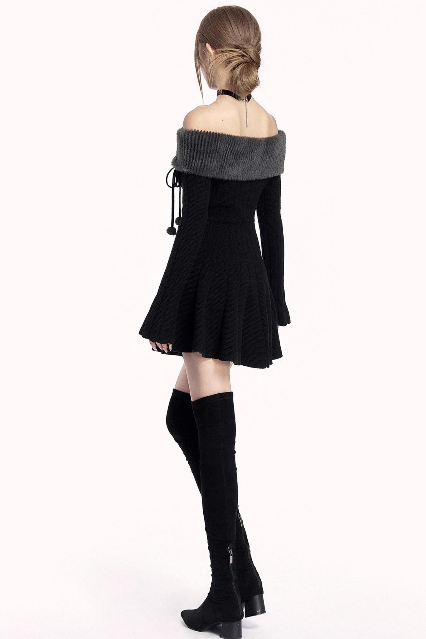 Off-Shoulder Winter Sweater Dress