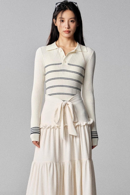 Seas Current Mood Striped Knit Sweater Top