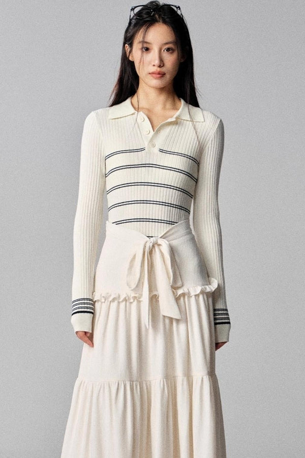 Seas Current Mood Striped Knit Sweater Top