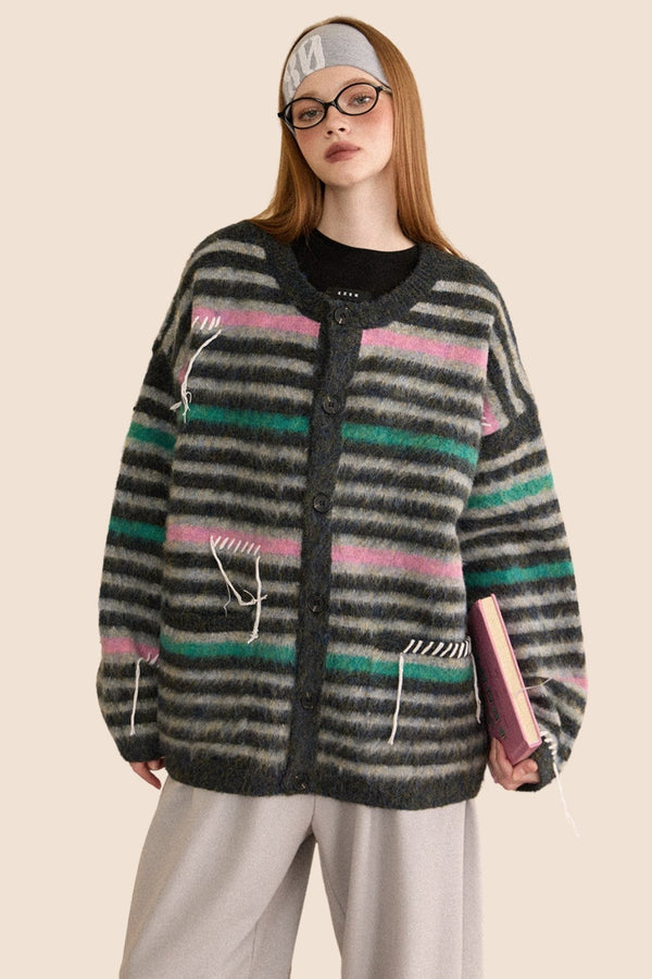 Vintage Wool Stripe Knitted Cardigan