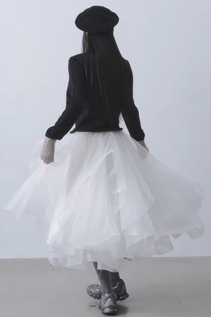 Ethereal White Mesh Skirt
