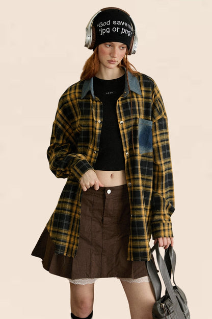 American Vintage Plaid Frayed Shirt