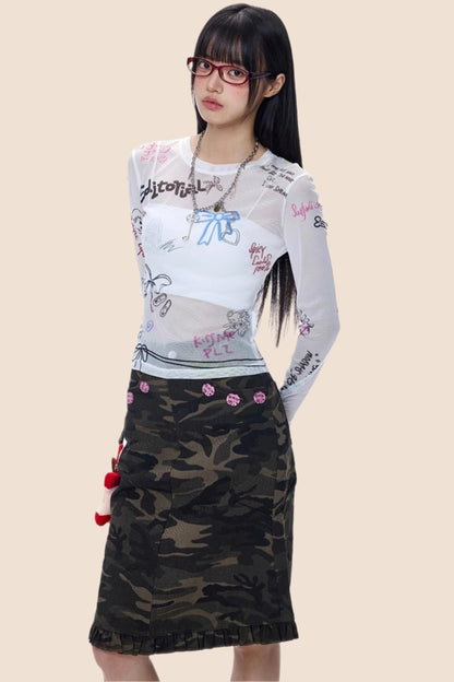 American Babes Mesh Long Sleeve Top