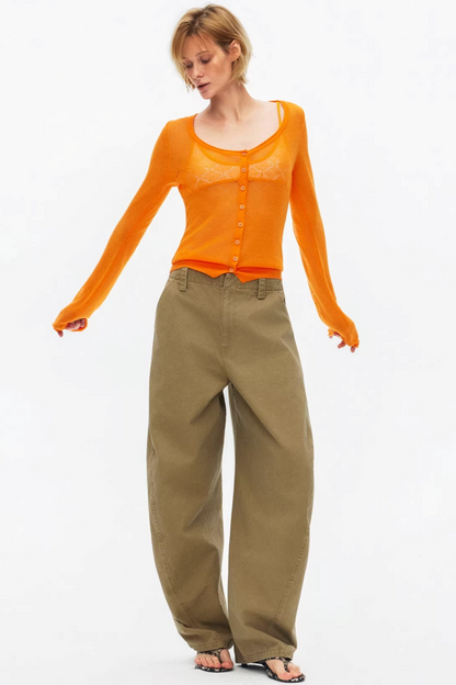 Silk Wool Hollow-Out Cardigan