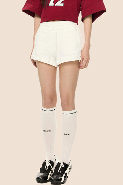 White High-Waist Hot Pants