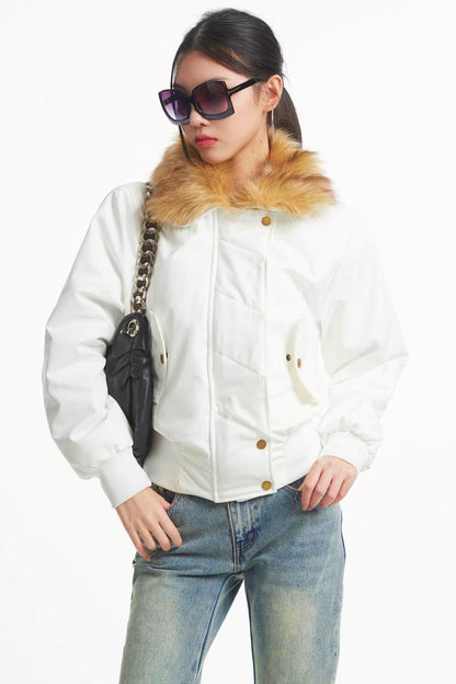 Korean Black Fur Collar Jacket