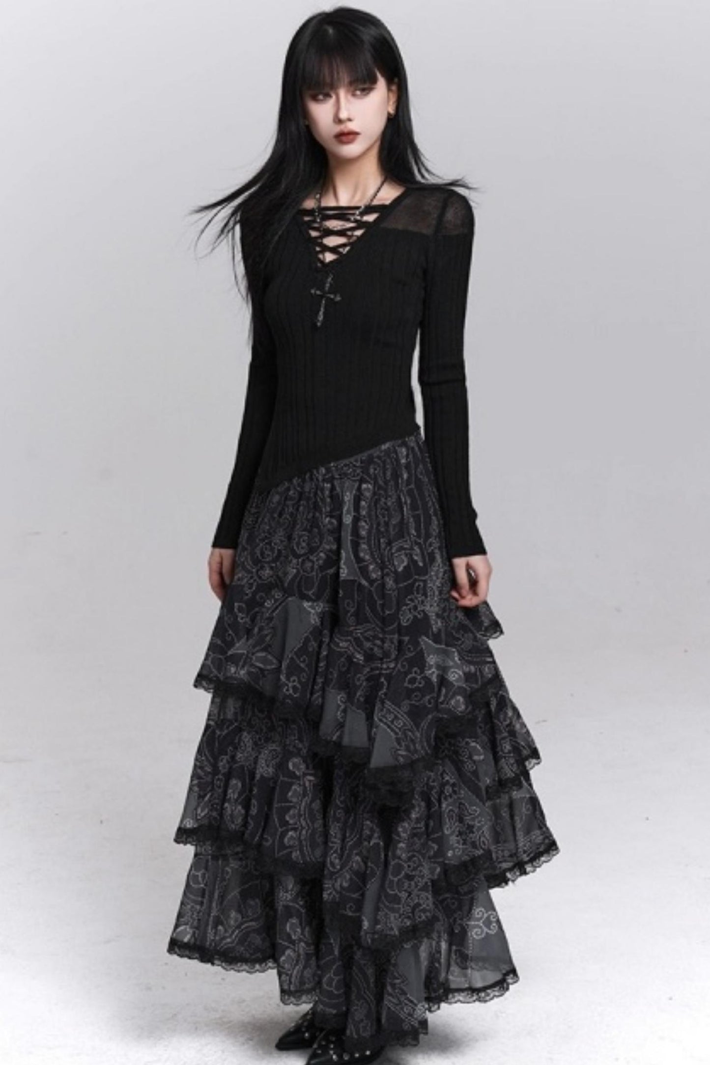 Black Irregular Skirt