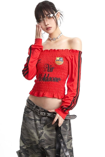 Pleats Elastic Sleeve T-Shirt