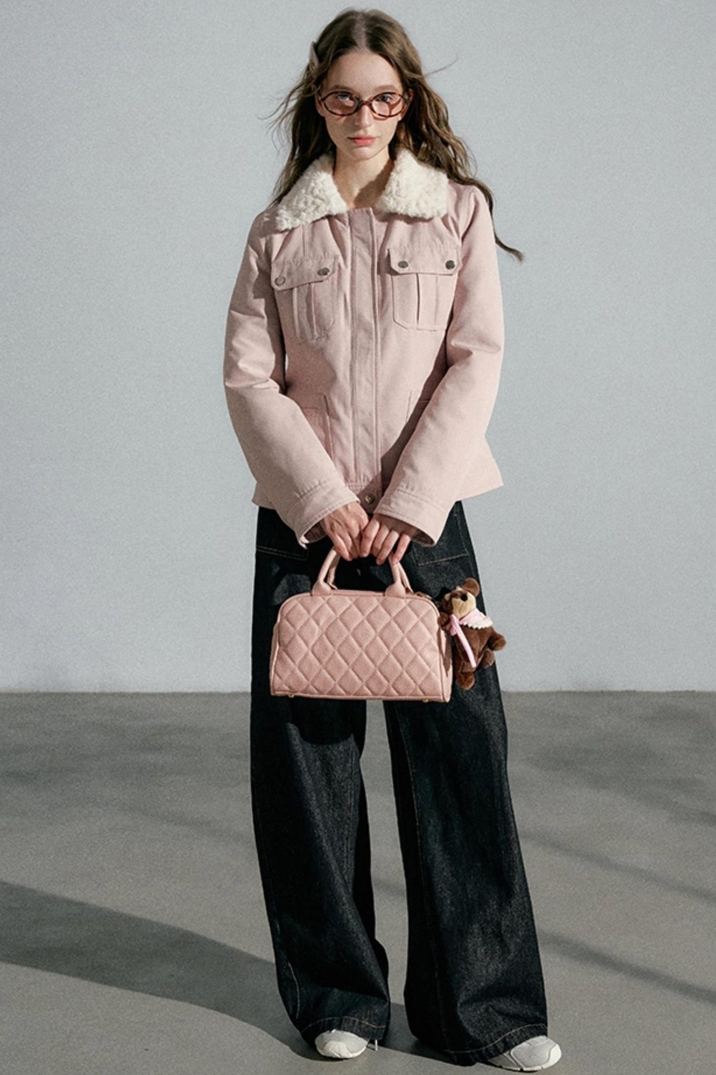 Lapel Pink Cotton Jacket