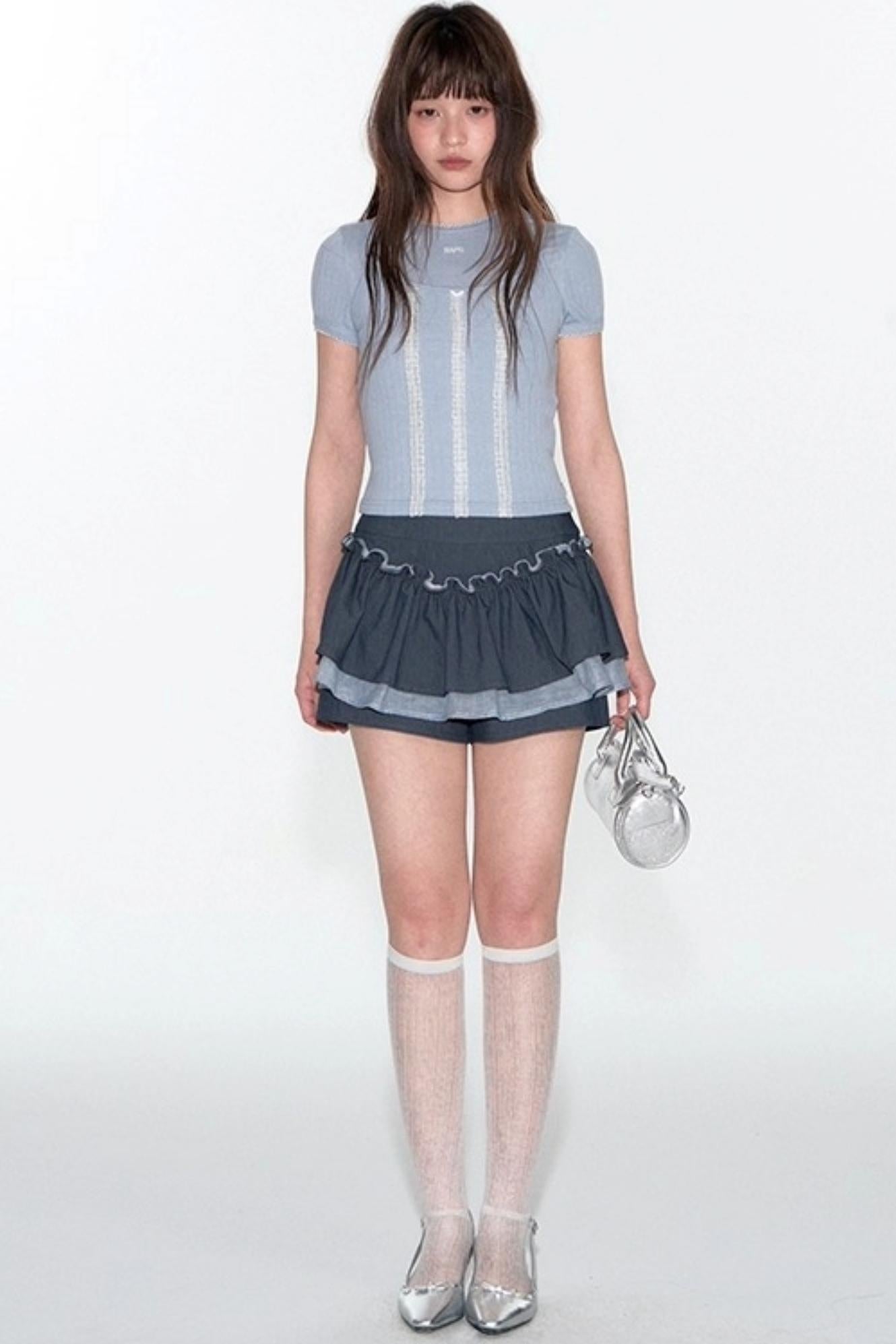 Original Slim Jacquard Short Sleeve Top Set-Up