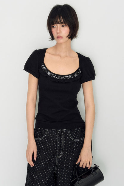 Nap Sweet Lace Tie Slim Top