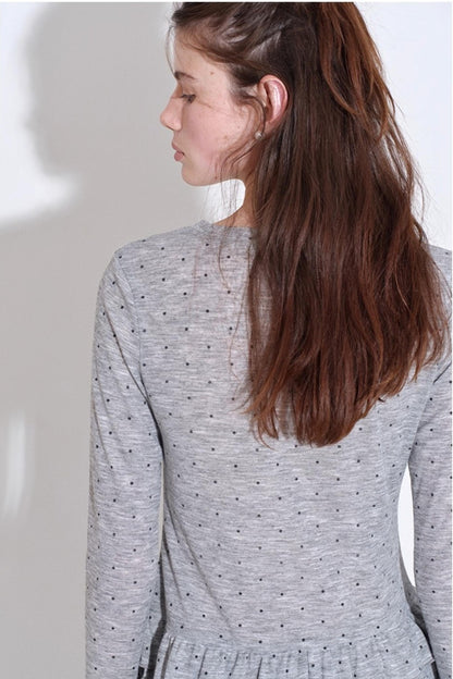 Romantic Polka Dot Long-Sleeved T-shirt