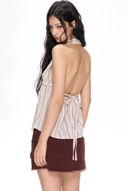 Halter Striped Tank Top