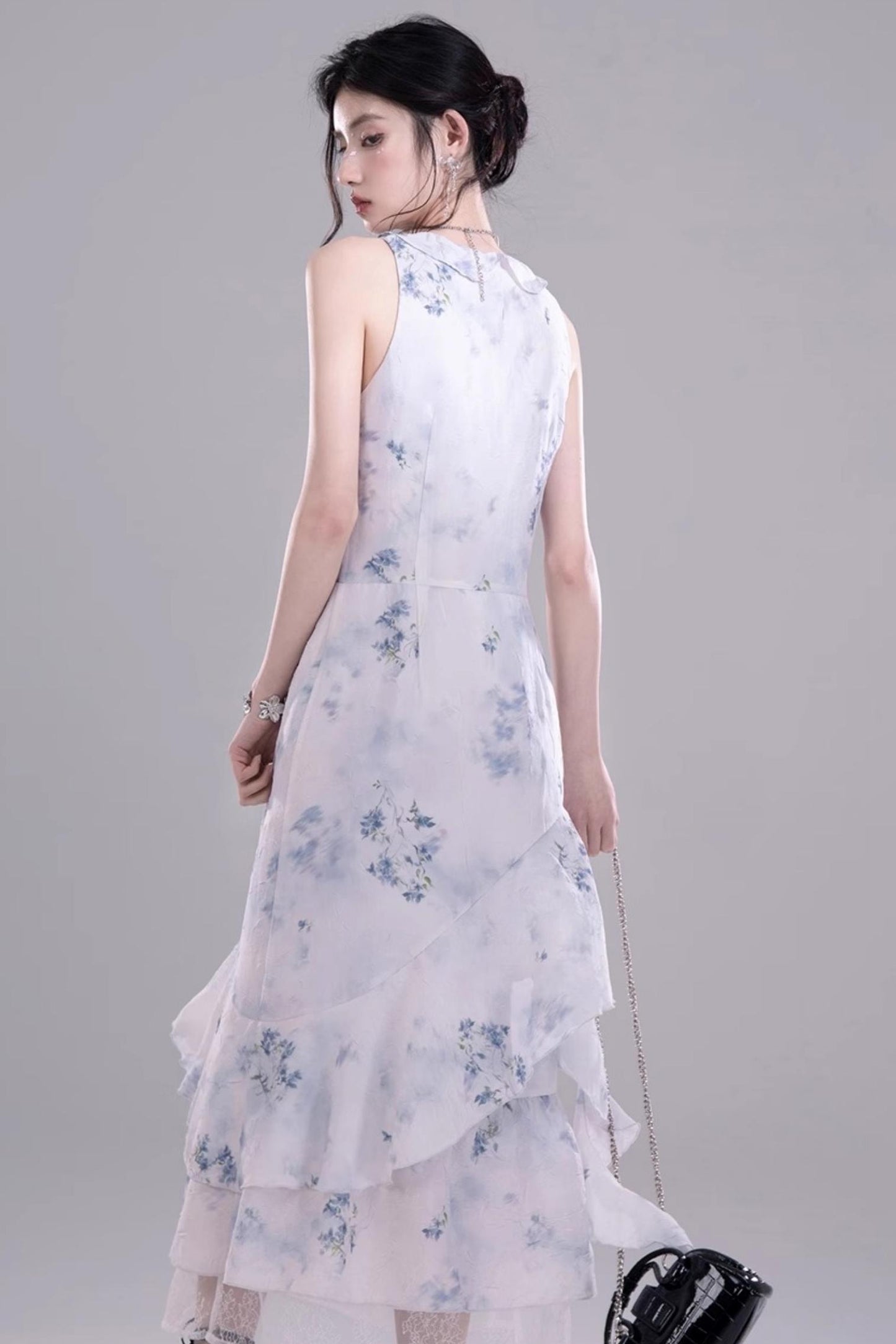 Fluid Floral Cascade Dress