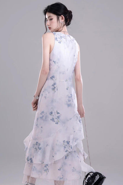 Fluid Floral Cascade Dress