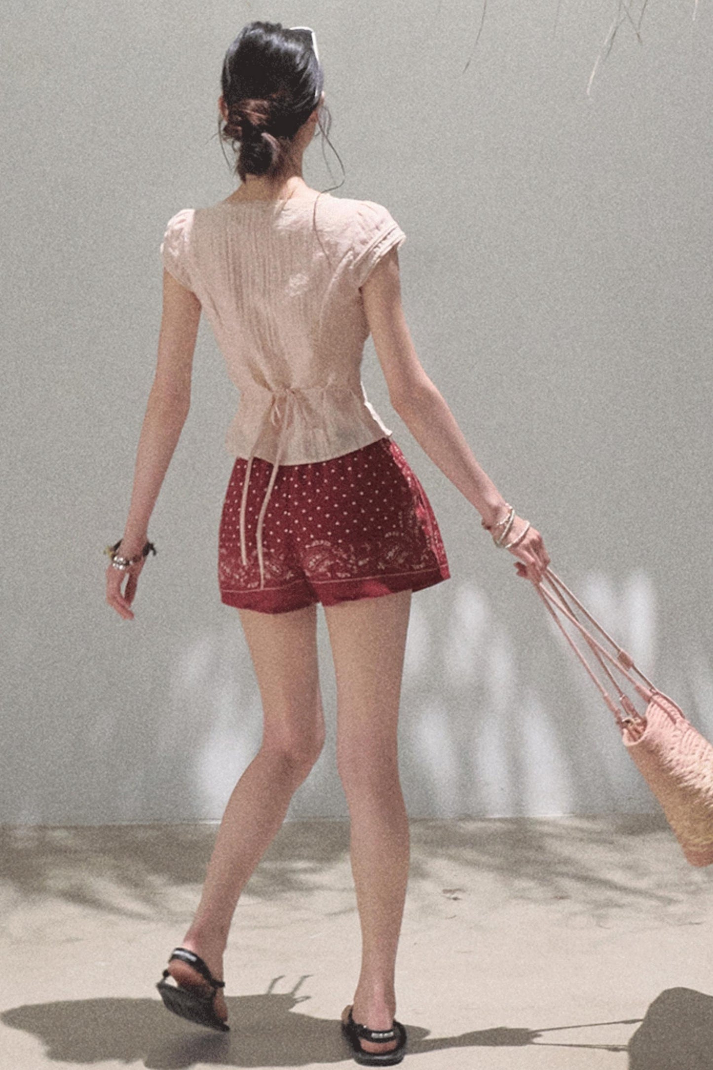 Fuzzy Lace V-Neck Tie Top