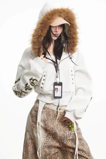 Light Gray Hooded Cardigan Jacket