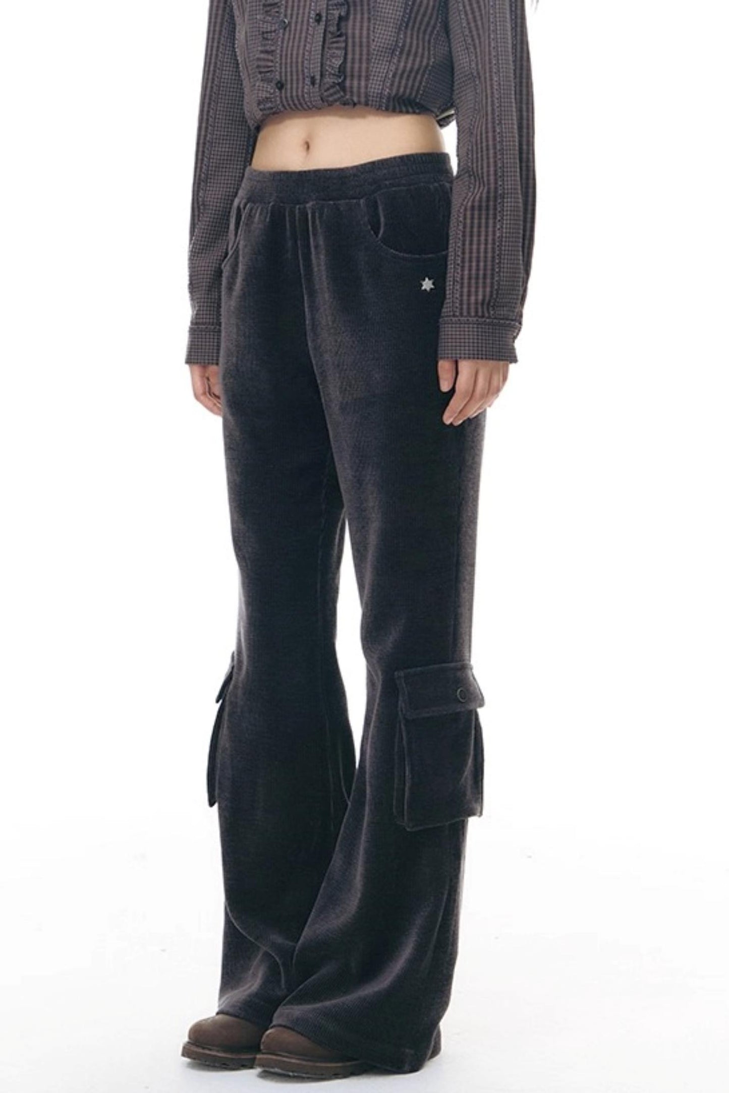 Chenille Slim Flared Pants