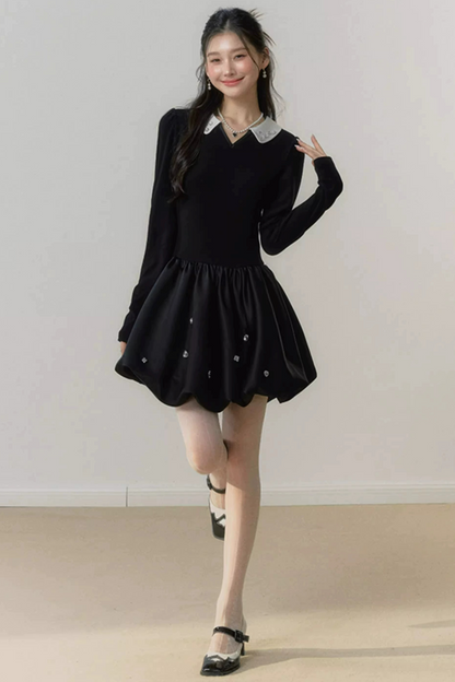 Set Abito Mini con Risvolto in Paillettes Miu-Style