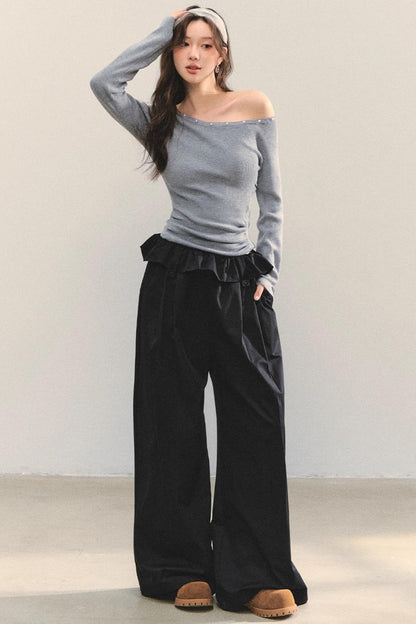 Turn-Up Waist Balloon Pants