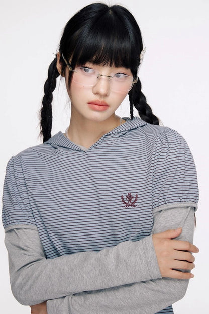 Panelled Puff Sleeve Layering Sweatshirt