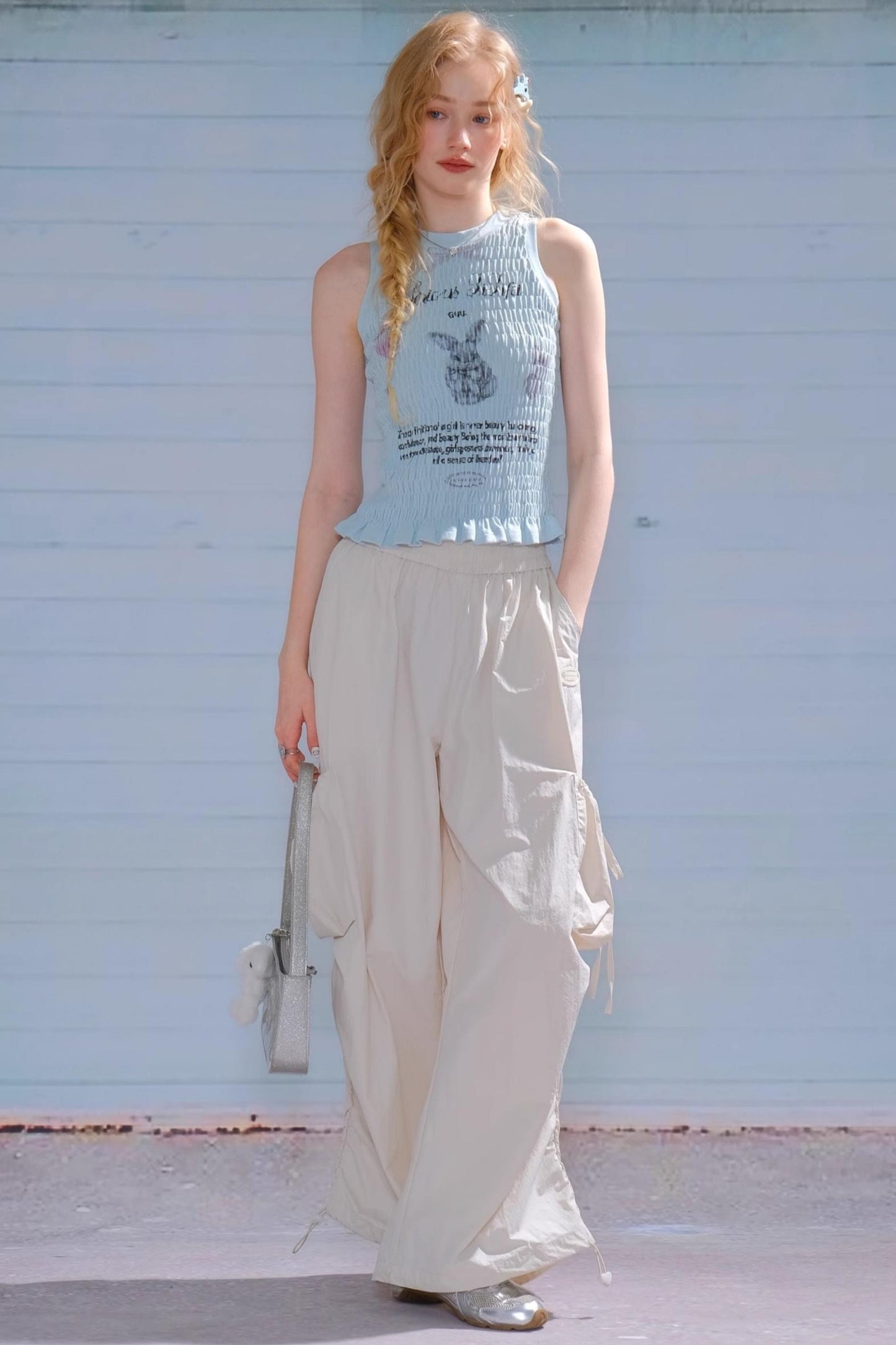 Rabbit Print Wrap Top