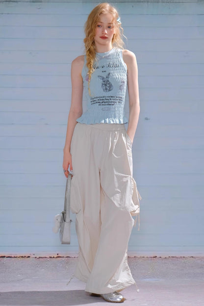 Rabbit Print Wrap Top