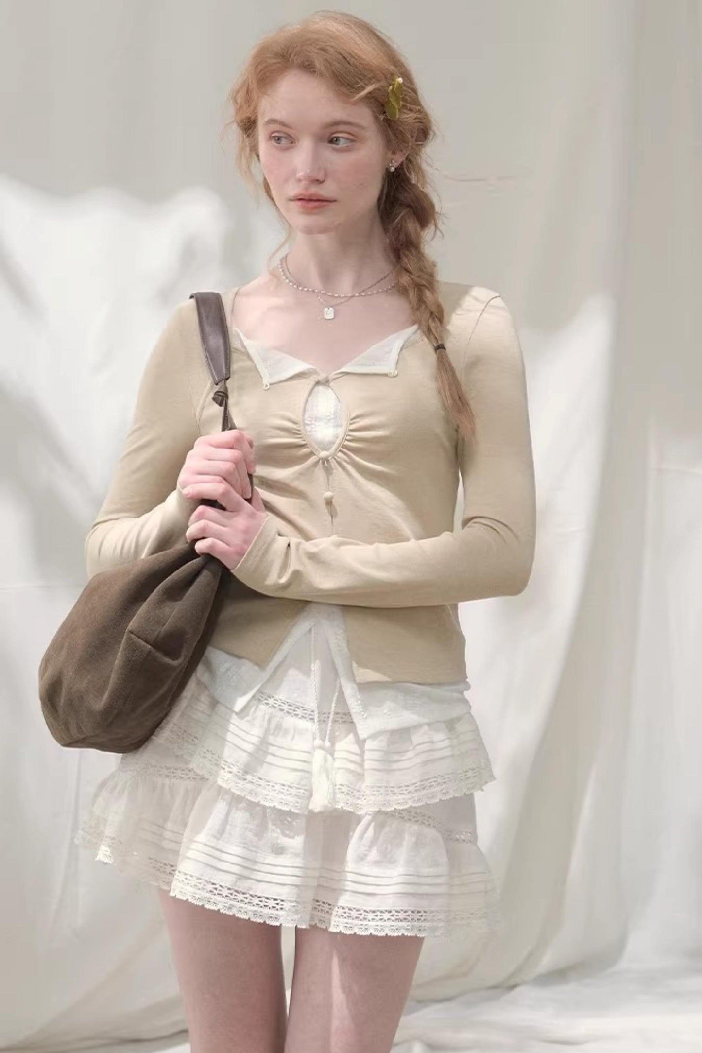 Seashell Lace Layered Top