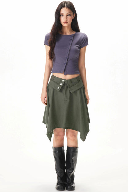 Wide Lapel A-Line Skirt