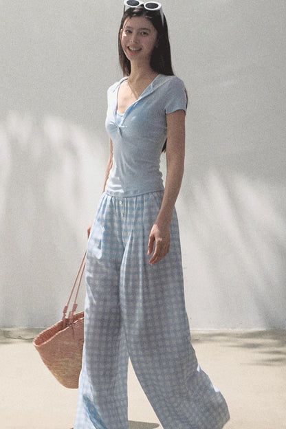 Wide-Leg Tencel Hemp Pants Set-Up