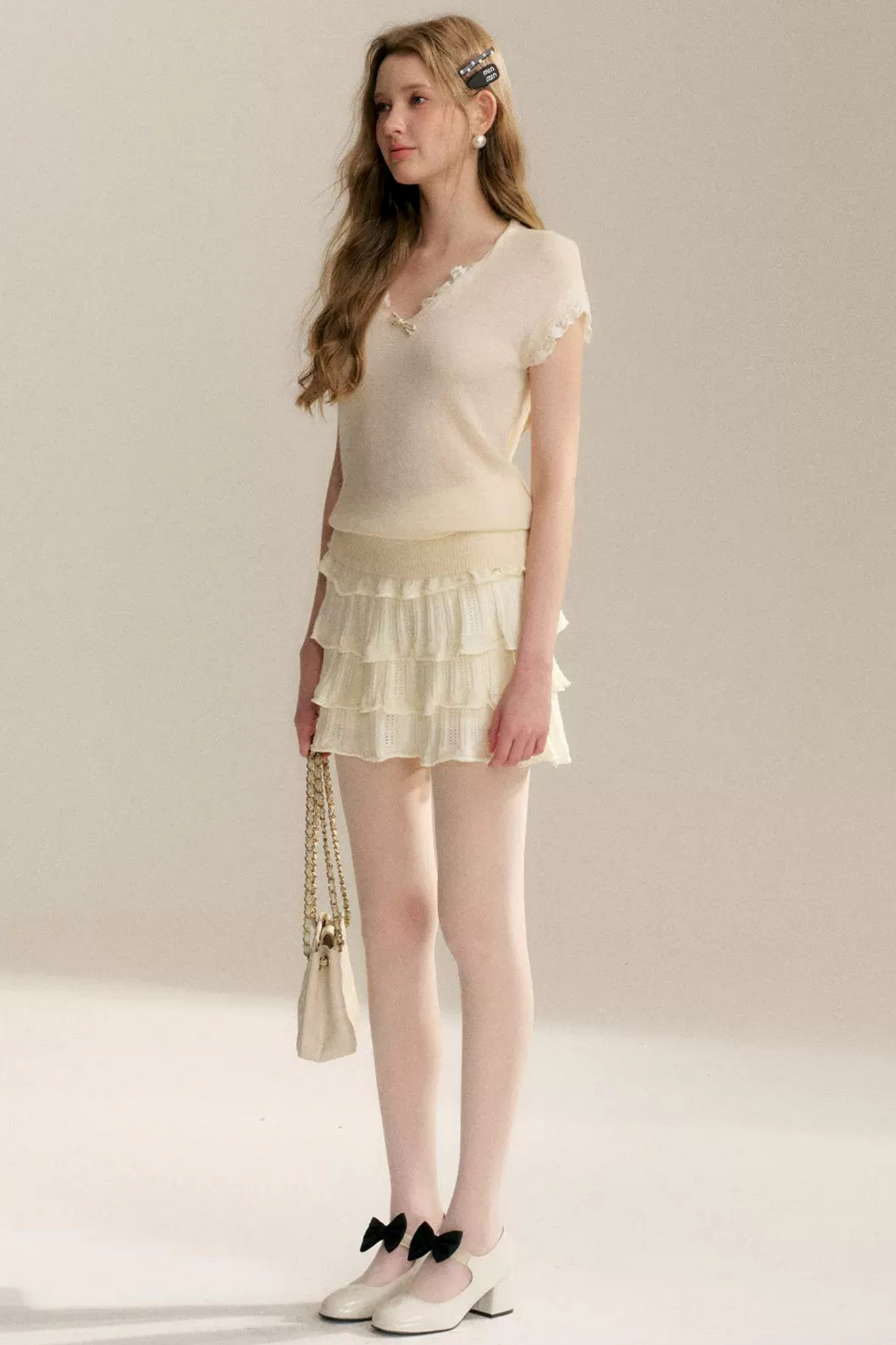 Lace-Tiered Knit Top Set-Up