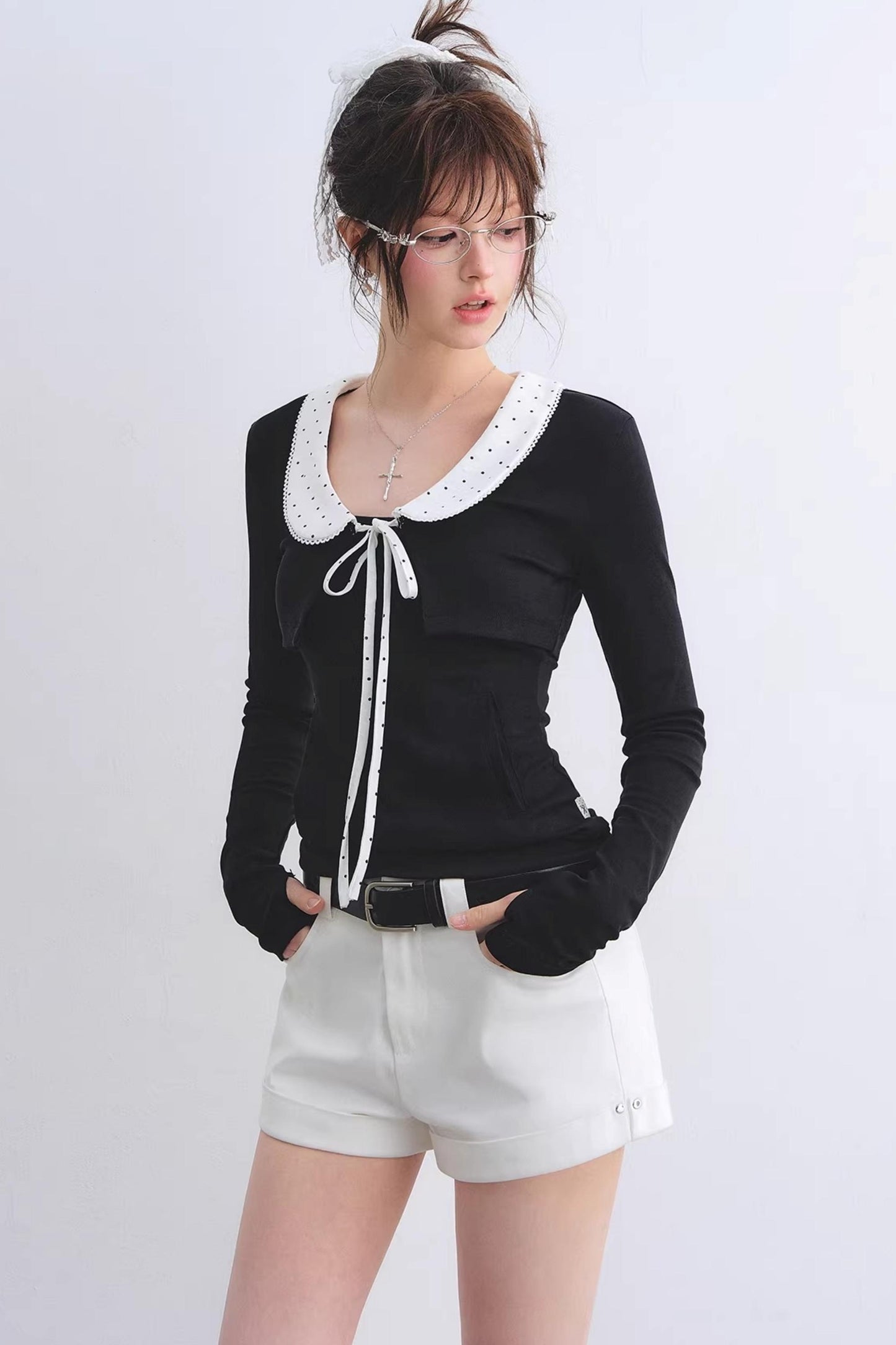 Polka Dot Lace Cardigan Set