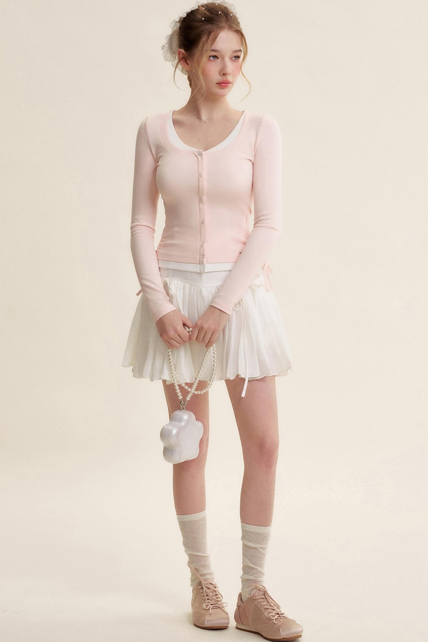 Balletcore Pleated Bow Skirt