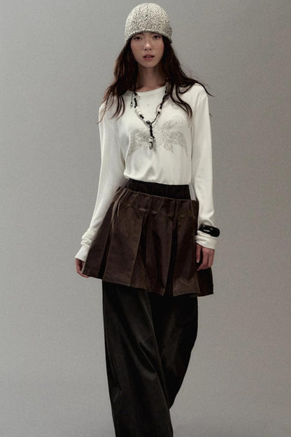 Genesis Pleated Leather Skirt