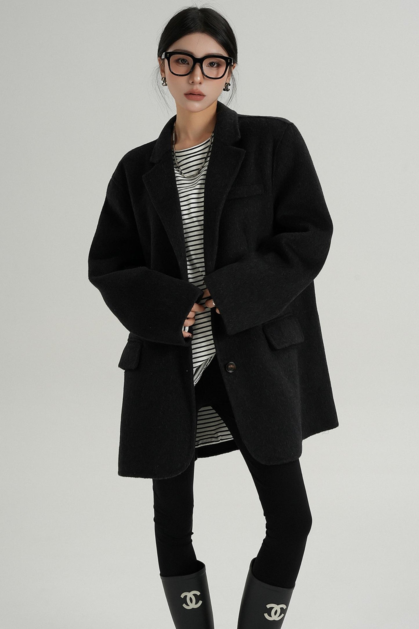 High-End Wool Tweed Suit Jacket