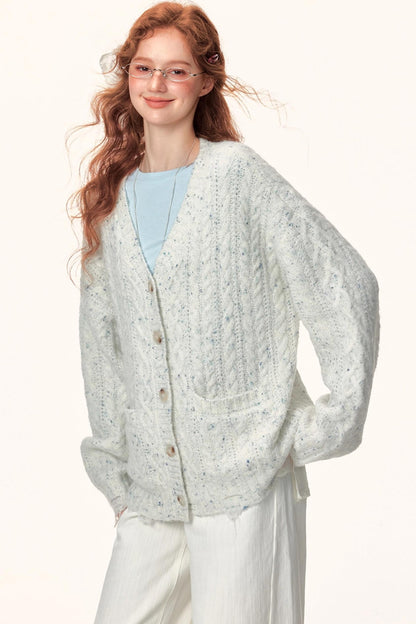 Atmospheric Irregular V-Neck Cardigan