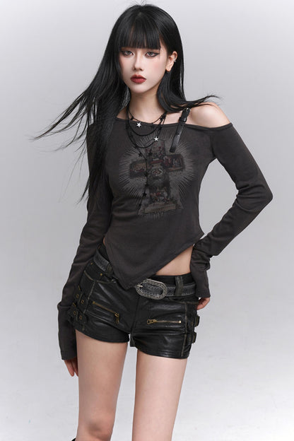 Black PU Leather Shorts