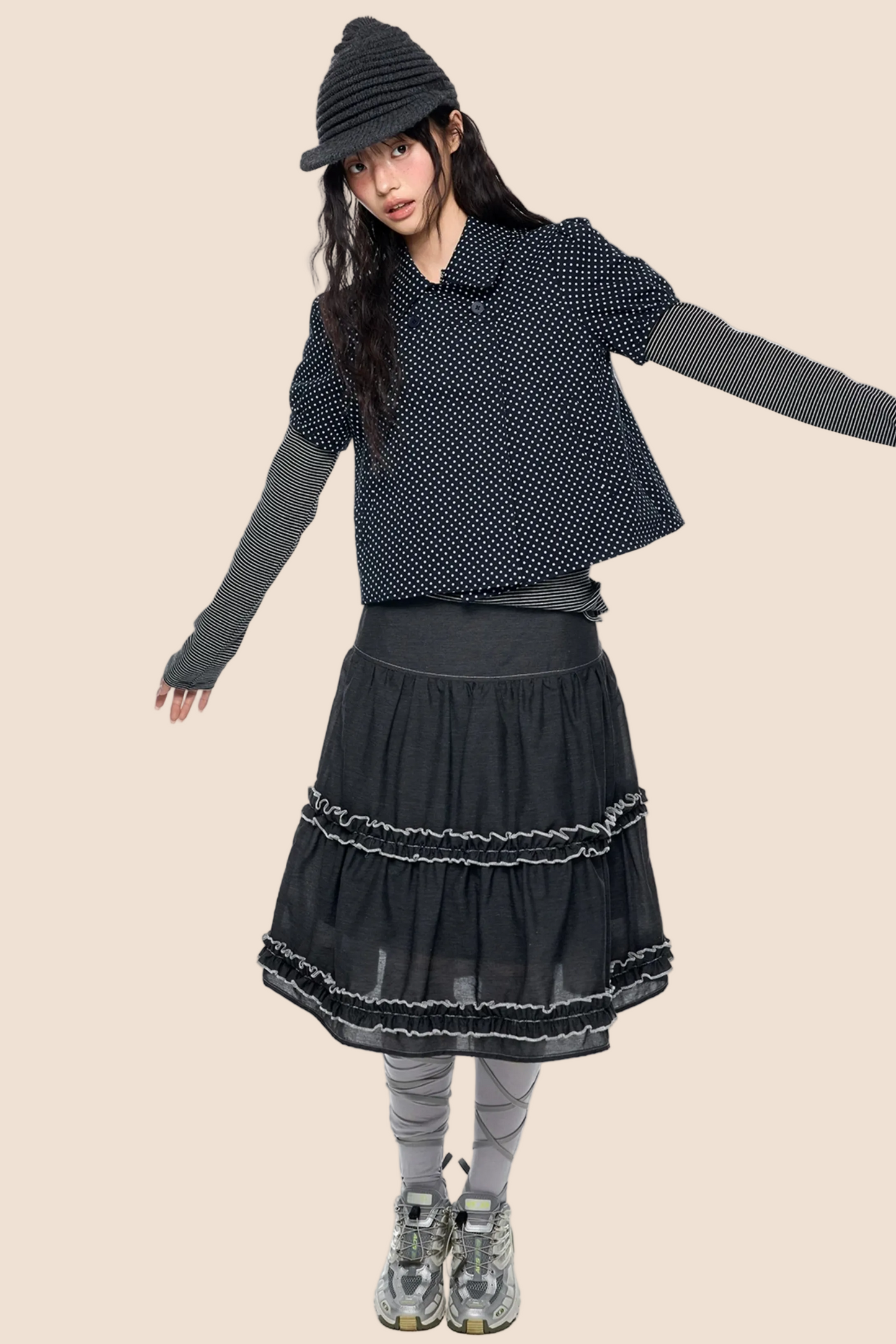 Retro Lace Pleated Skirt