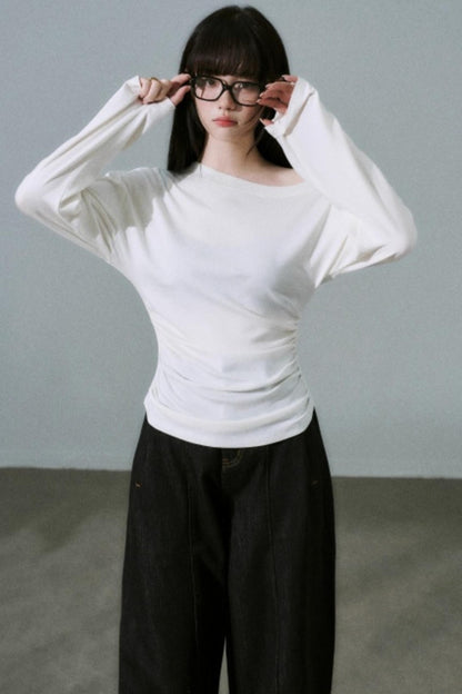 Lyocell Wool Off-Shoulder Top