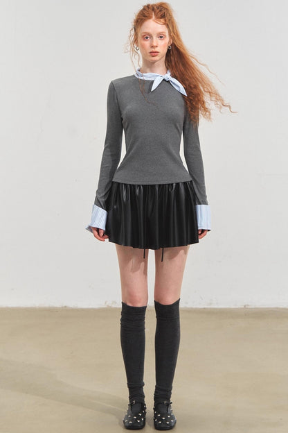 Bow Tie Slim Knit Top