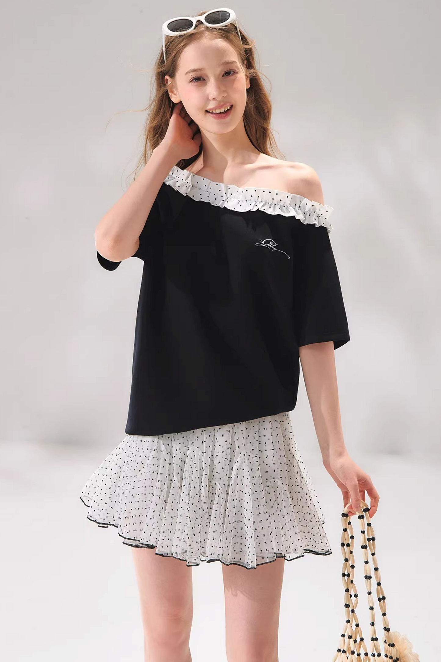 Velvet Polka Dot Skirt Set-Up