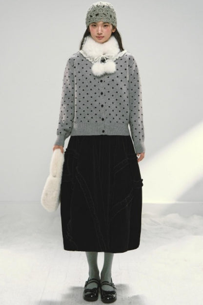 Lace Collar Polka Dot Cardigan