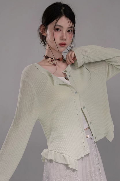 Wolkenweiß Strickjacke