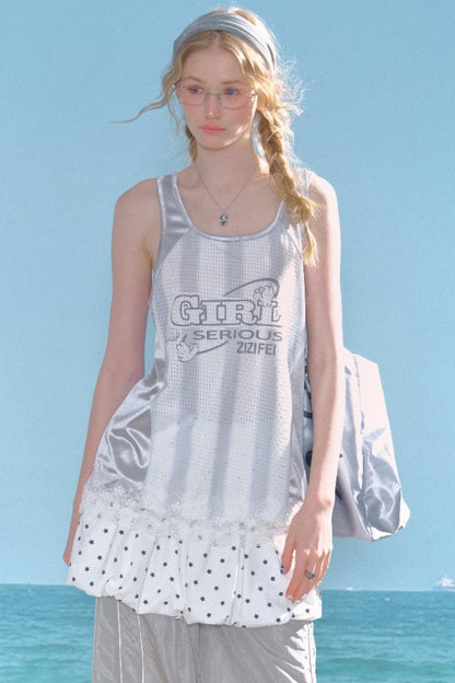 Sporty Gray Lace Tank
